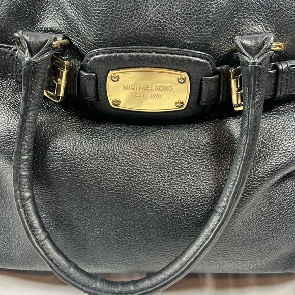 Michael Kors Black Leather Satchel with Gold Hardware - Picture 2 of 6